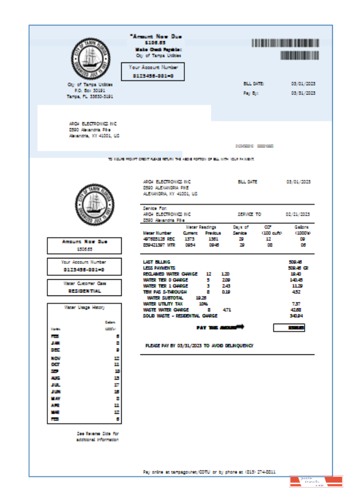 Florida water utility business bill, SCR PSD template